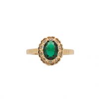 FAY RING GREEN, goud vergulde ringen, vintage groene kristallen, www.littlelegends.nl