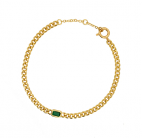 BOLD ARMBAND, goude schakelarmband, met groene kristal, edelsteen, www.littlelegends.nl