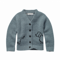 SPROET & SPROUT - CARDIGAN SAUSAGE DOG_jasje_blauw_hond_www.littlelegends.nl