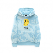 VANS MARBLE HOODIE, blauw marble effect trui van vans, smiley met logo, www.littlelegends.nl