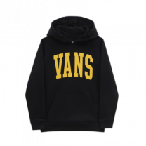 VANS VARSITY HOODIE, gele letters, logo vans , zwarte trui met geel logo, www.littlelegends.nl