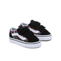 VANS OLD SKOOL FLORAL BLACK/WHITE, zwarte schoenen met bloemen patroon. www.littlelegends.nl